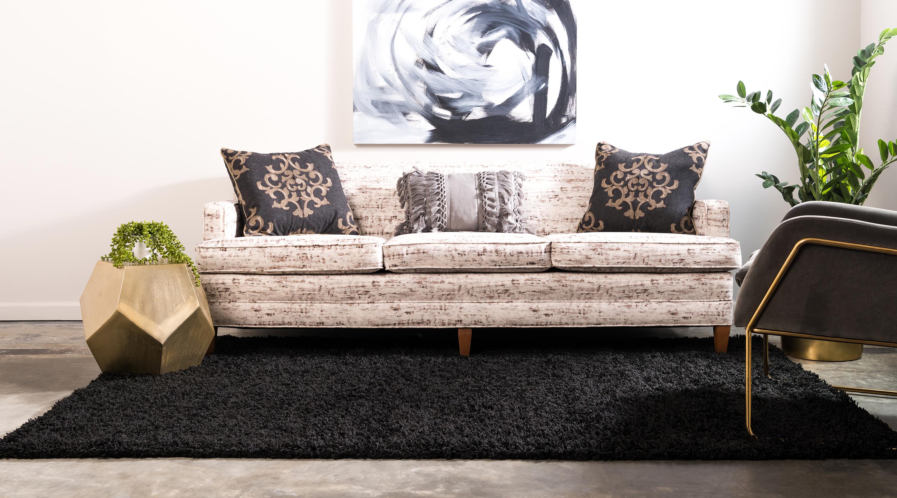 Jet Black 6' x 9' Solid Shag Rug eSaleRugs