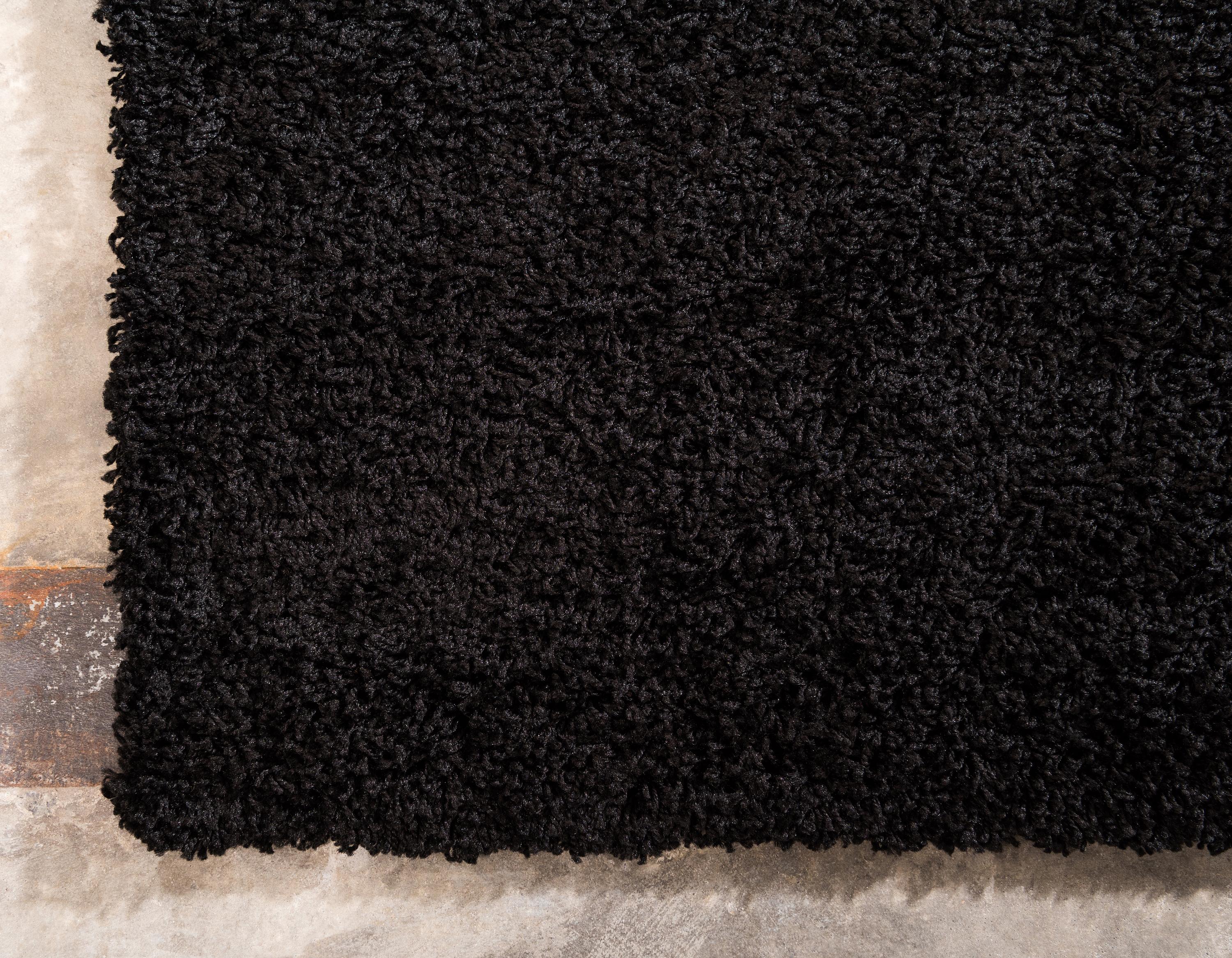 Jet Black 6' x 9' Solid Shag Rug eSaleRugs