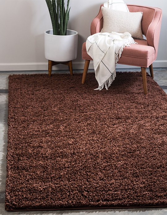 Chocolate Brown 8' x 10' Solid Shag Rug Area Rugs eSaleRugs