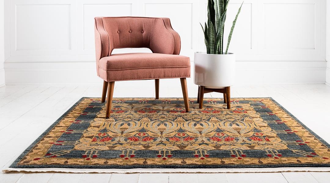 Navy Blue 6' x 6' Kensington Square Rug iRugs UK