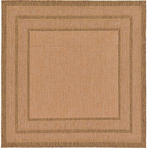 Unique Loom 6' x 6' Outdoor Border Square Rug