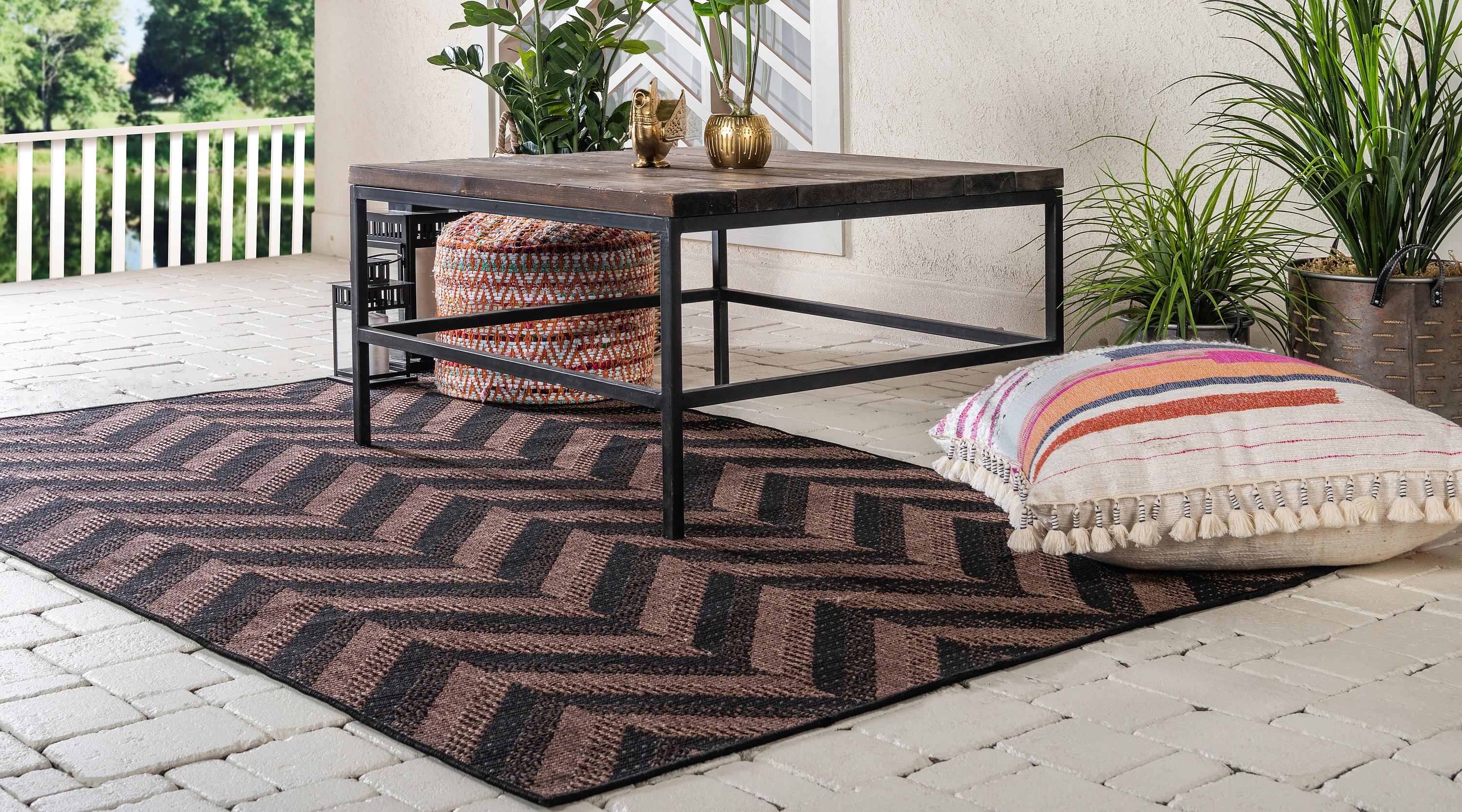 Brown 7' x 10' Outdoor Modern Rug eSaleRugs