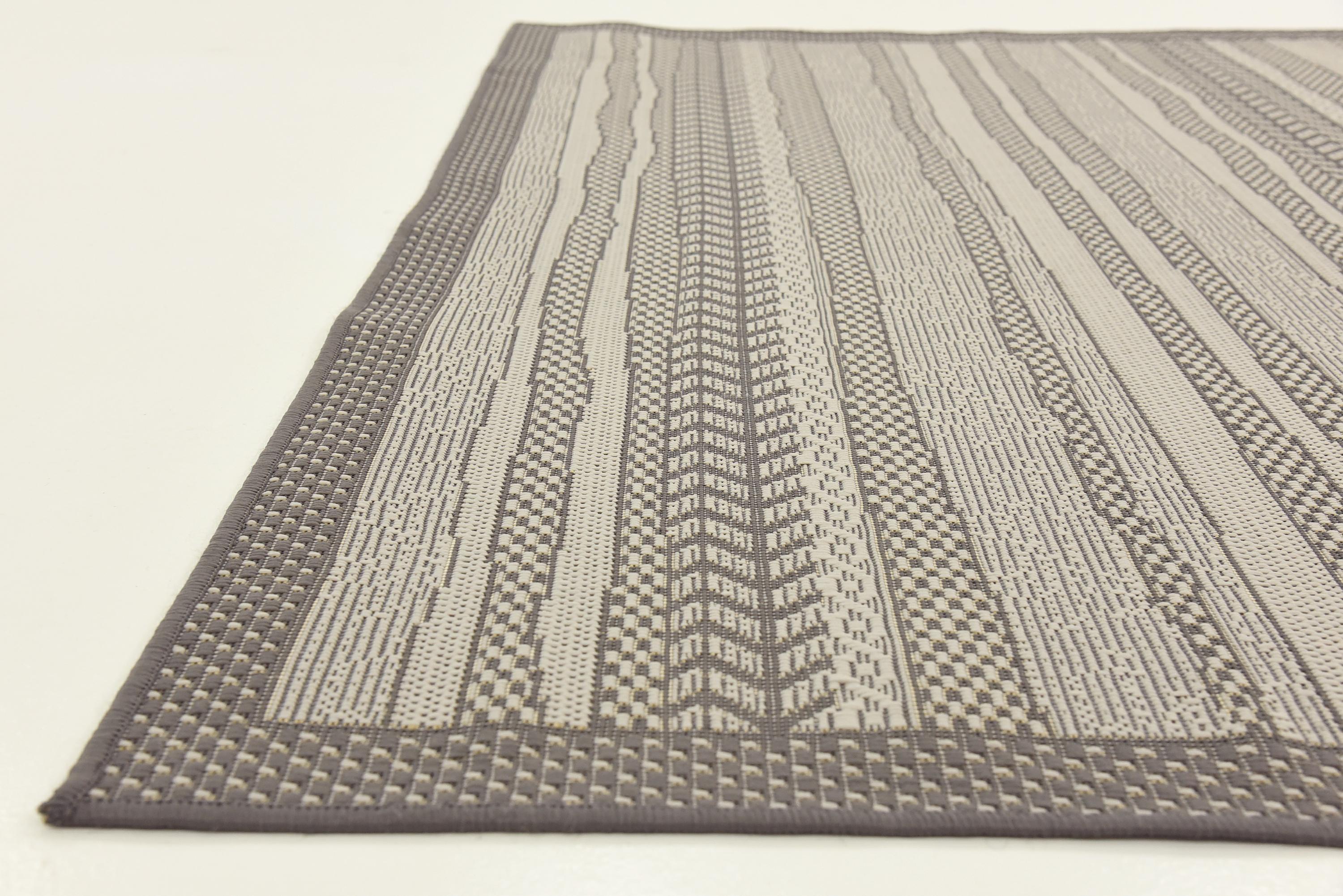 Gray 6' x 6' Outdoor Border Square Rug eSaleRugs