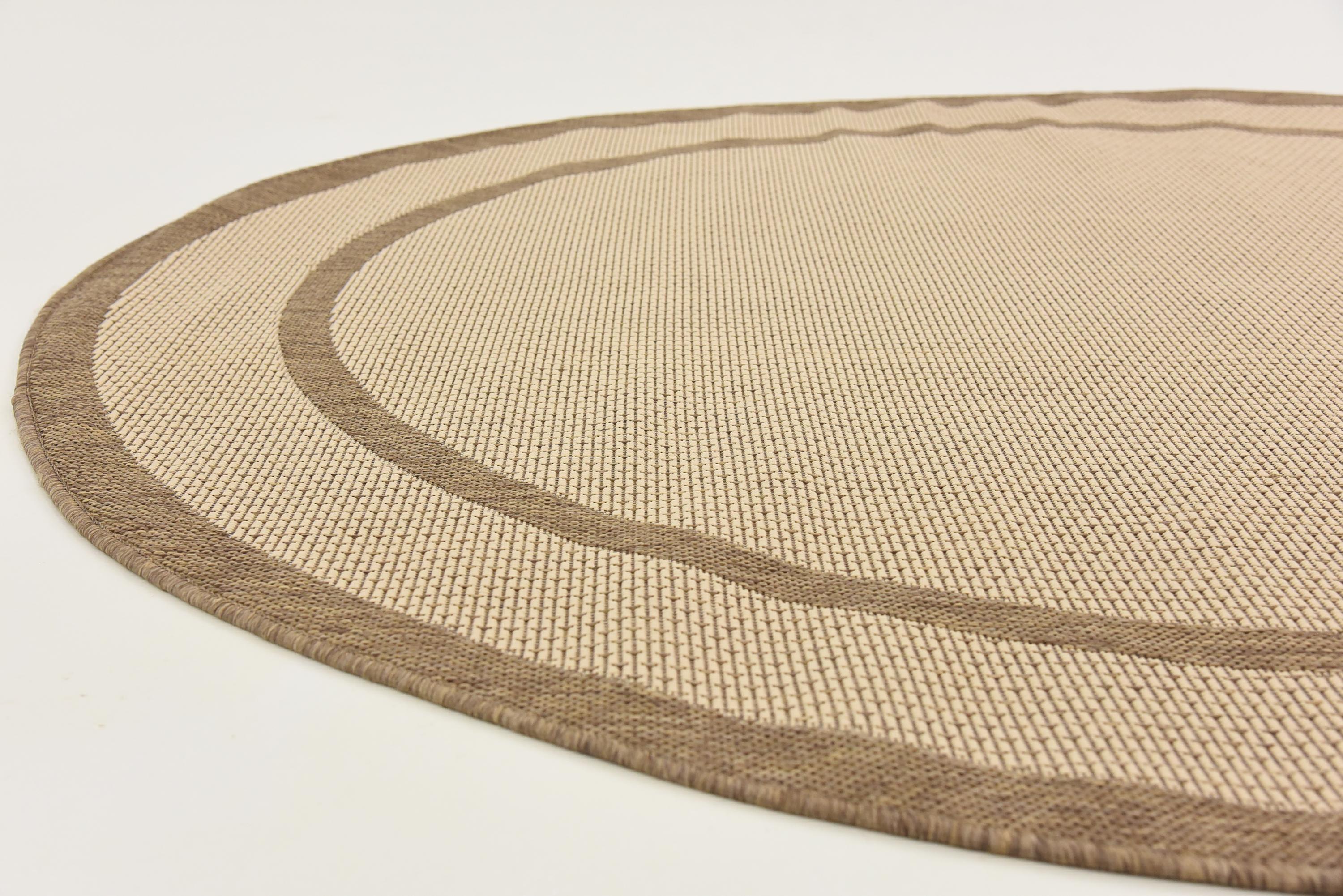 Beige 6' x 6' Outdoor Border Round Rug eSaleRugs