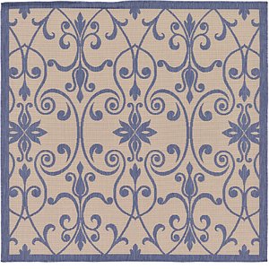 Unique Loom 6' x 6' Outdoor Botanical Squar...