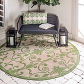 6' x 6' Outdoor Botanical Round Rug thumbnail