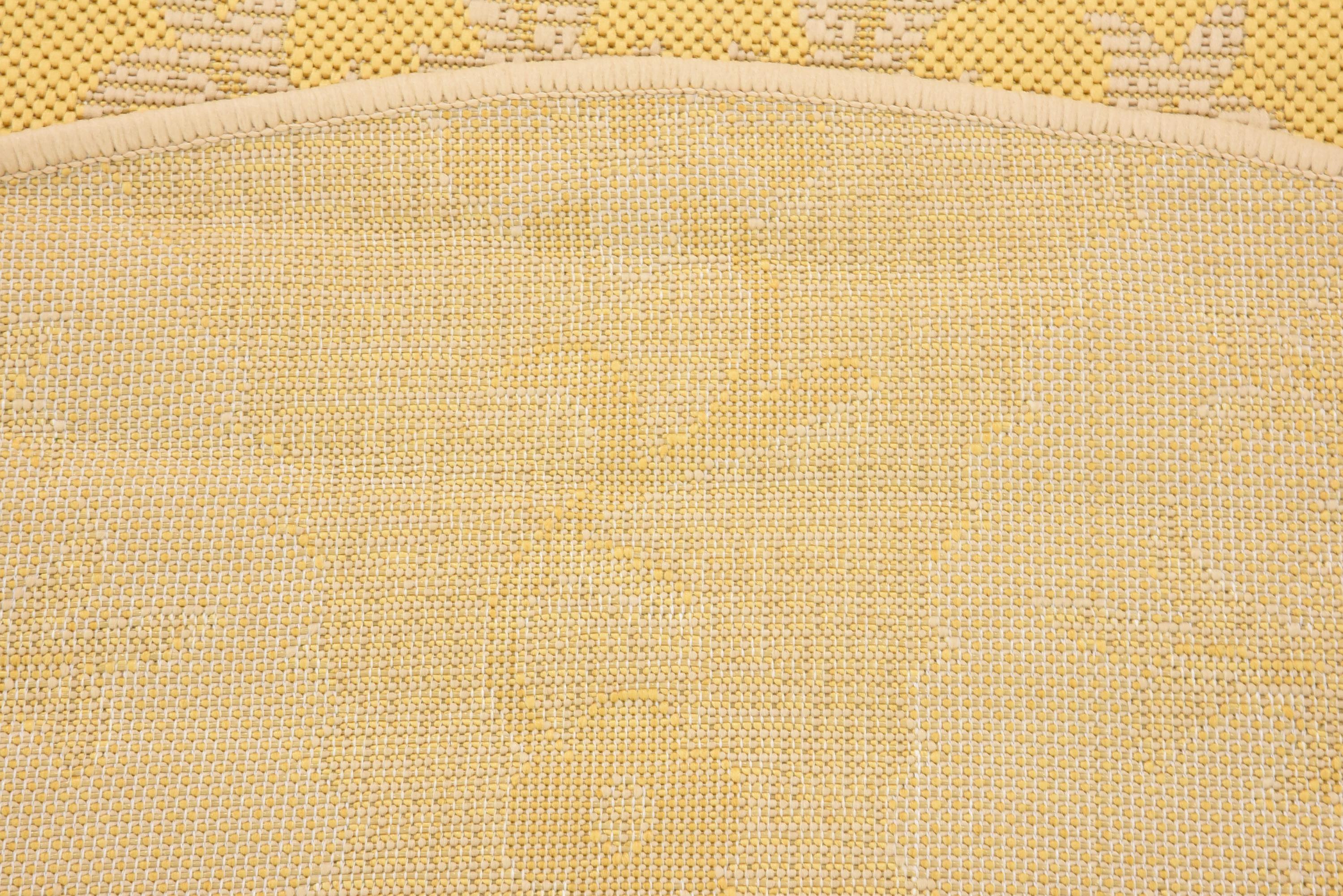 Yellow 6' x 6' Outdoor Botanical Round Rug eSaleRugs