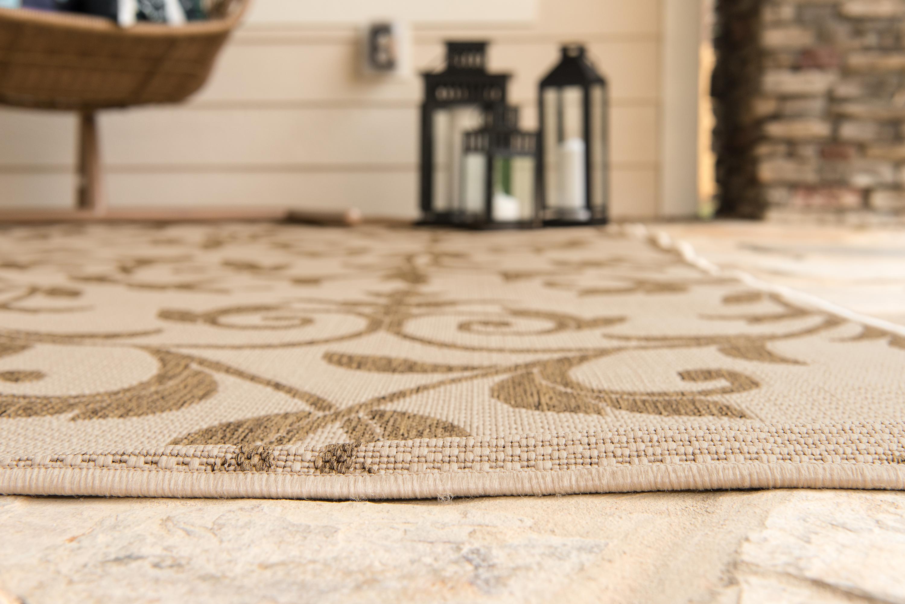 Beige 2' 2 x 3' Outdoor Botanical Rug eSaleRugs