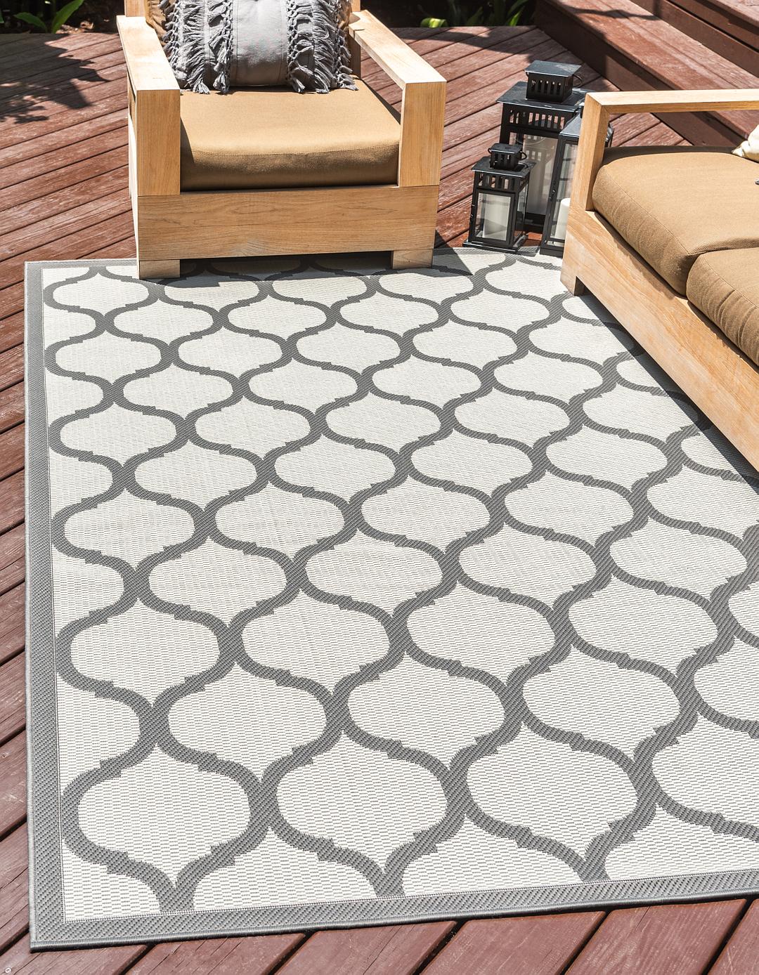 Gray 5' 3 x 8' Outdoor Trellis Rug Area Rugs eSaleRugs