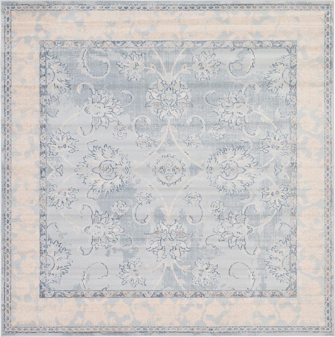 Light Blue 8' x 8' Restoration Square Rug Area Rugs eSaleRugs