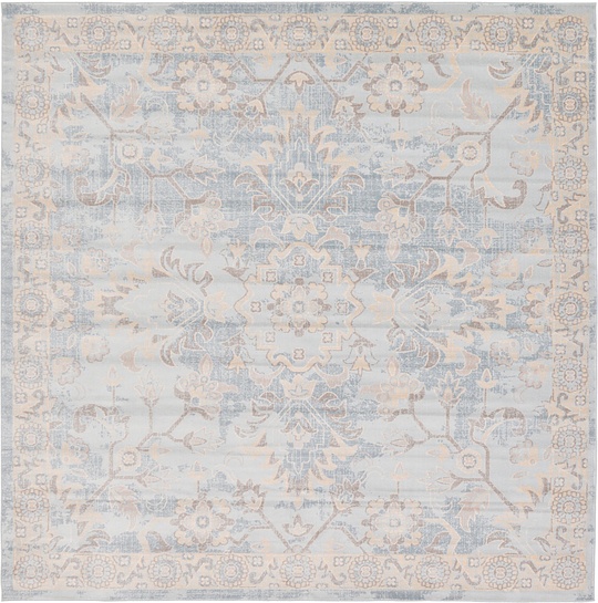 Light Blue 245cm x 245cm Restoration Square Rug Area Rugs AU Rugs