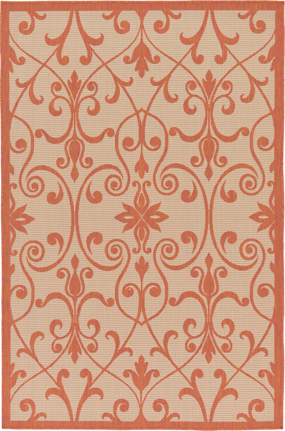 Beige 5' 3 x 8' Outdoor Botanical Rug Area Rugs