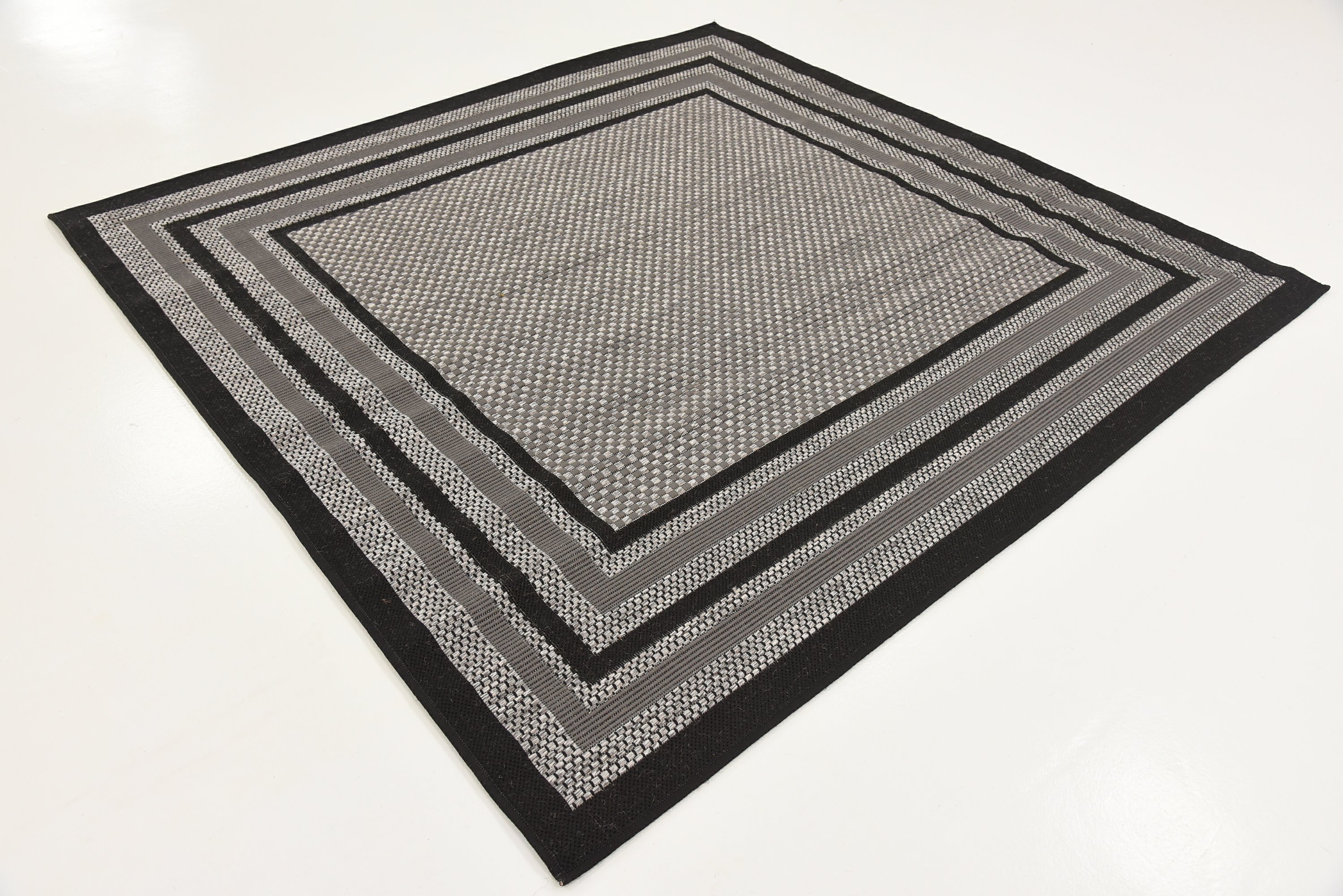 Gray 6' x 6' Outdoor Border Square Rug Area Rugs eSaleRugs
