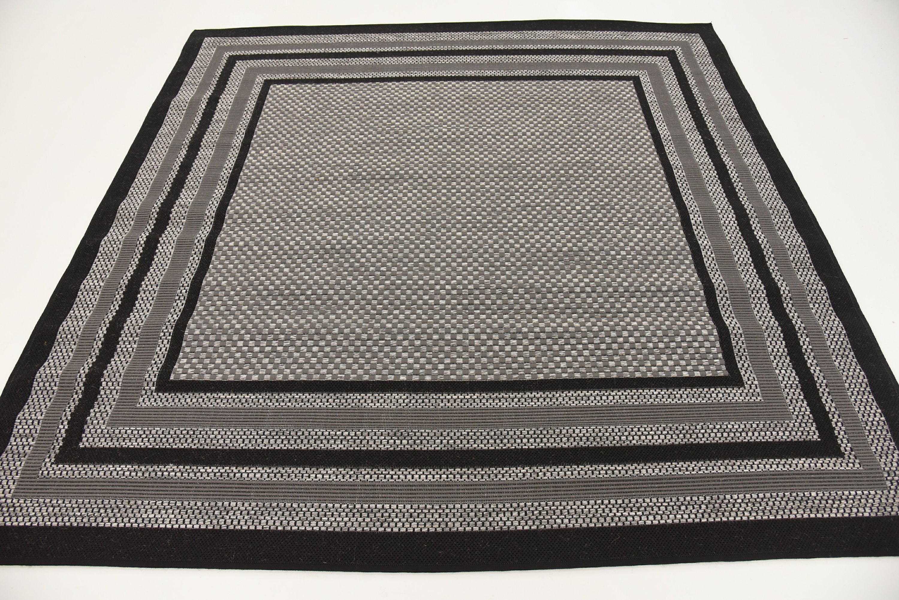 Gray 6' x 6' Outdoor Border Square Rug Area Rugs eSaleRugs
