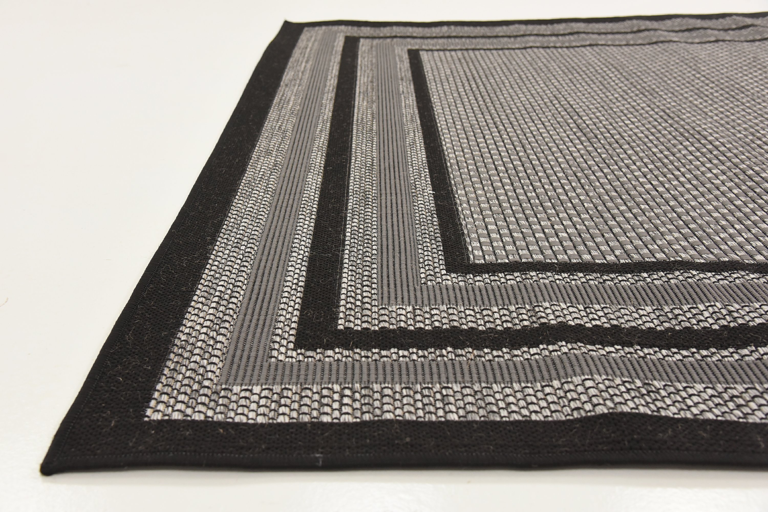 Gray 6' x 6' Outdoor Border Square Rug Area Rugs eSaleRugs