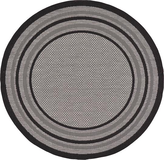 Gray 183cm x 183cm Outdoor Border Round Rug Area Rugs AU Rugs
