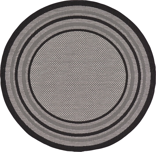 Gray 183cm x 183cm Outdoor Border Round Rug Area Rugs AU Rugs