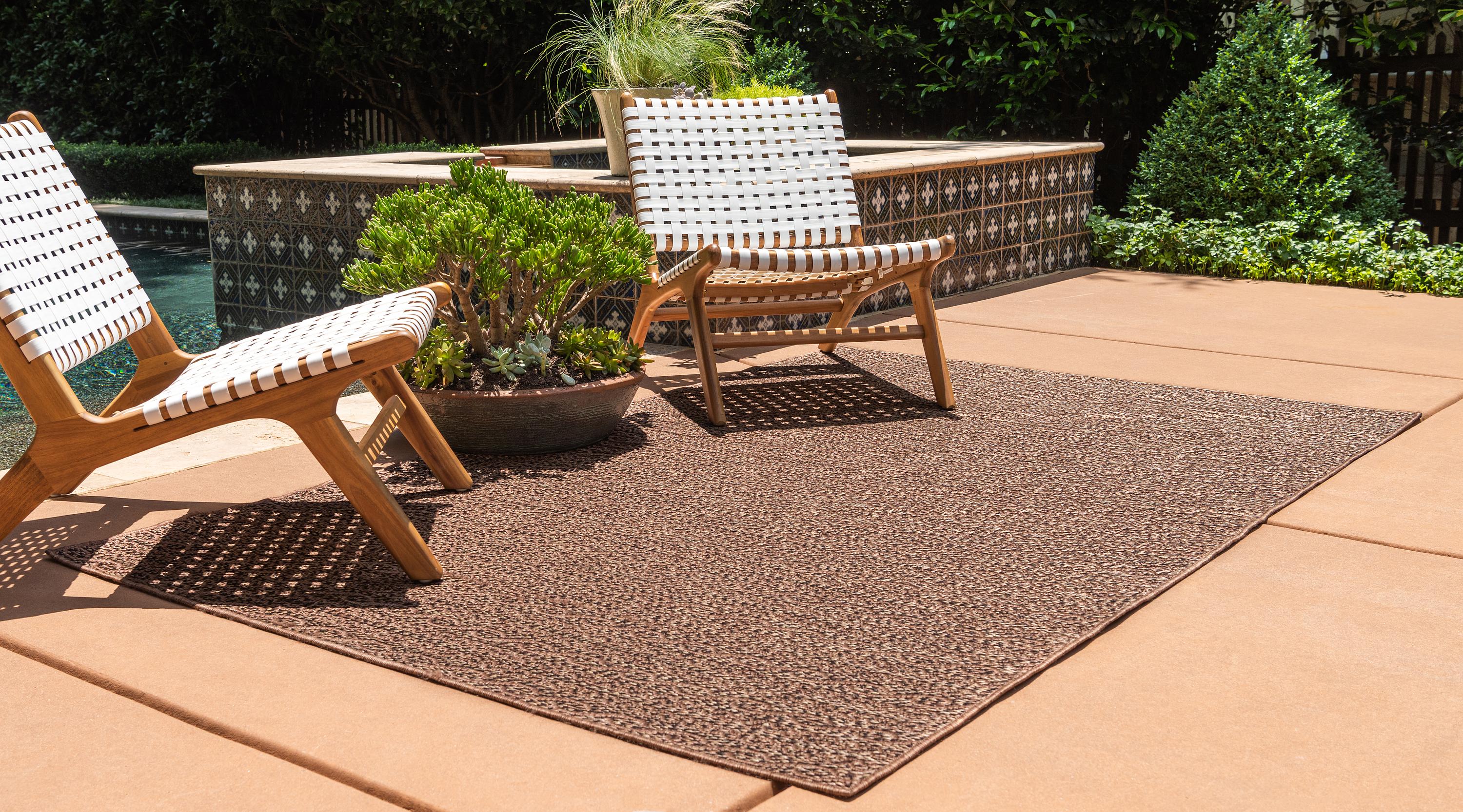 Brown 7' x 10' Outdoor Modern Rug iRugs UK