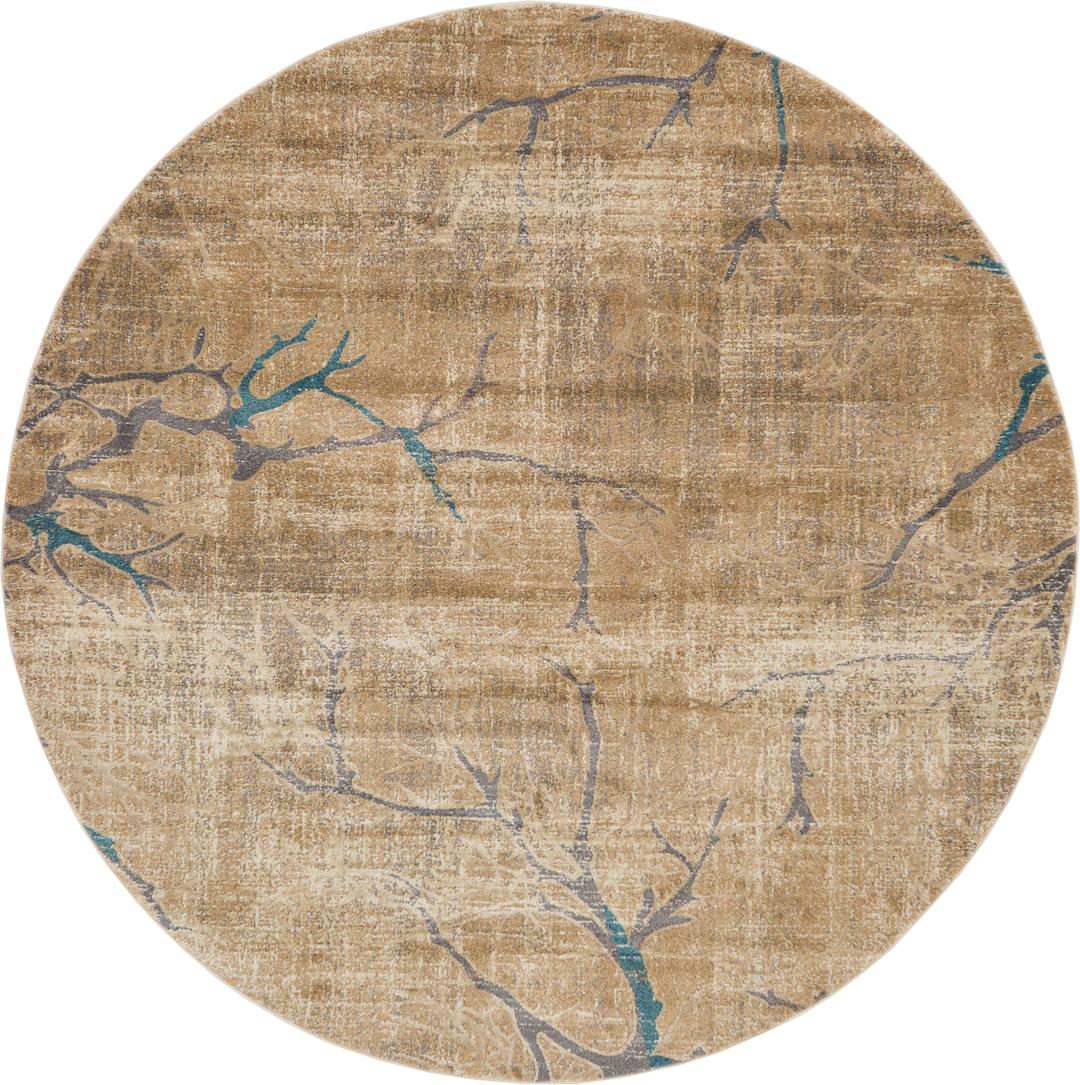 Light Brown 8' x 8' Aria Round Rug iRugs UK