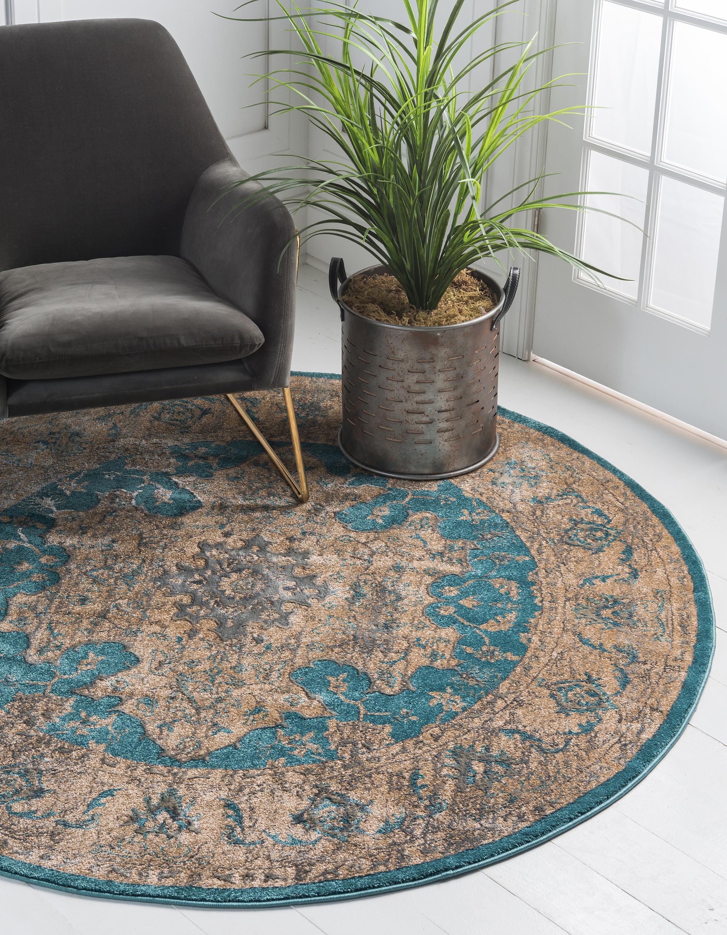 Teal 6 X 6 Aria Round Rug ESaleRugs