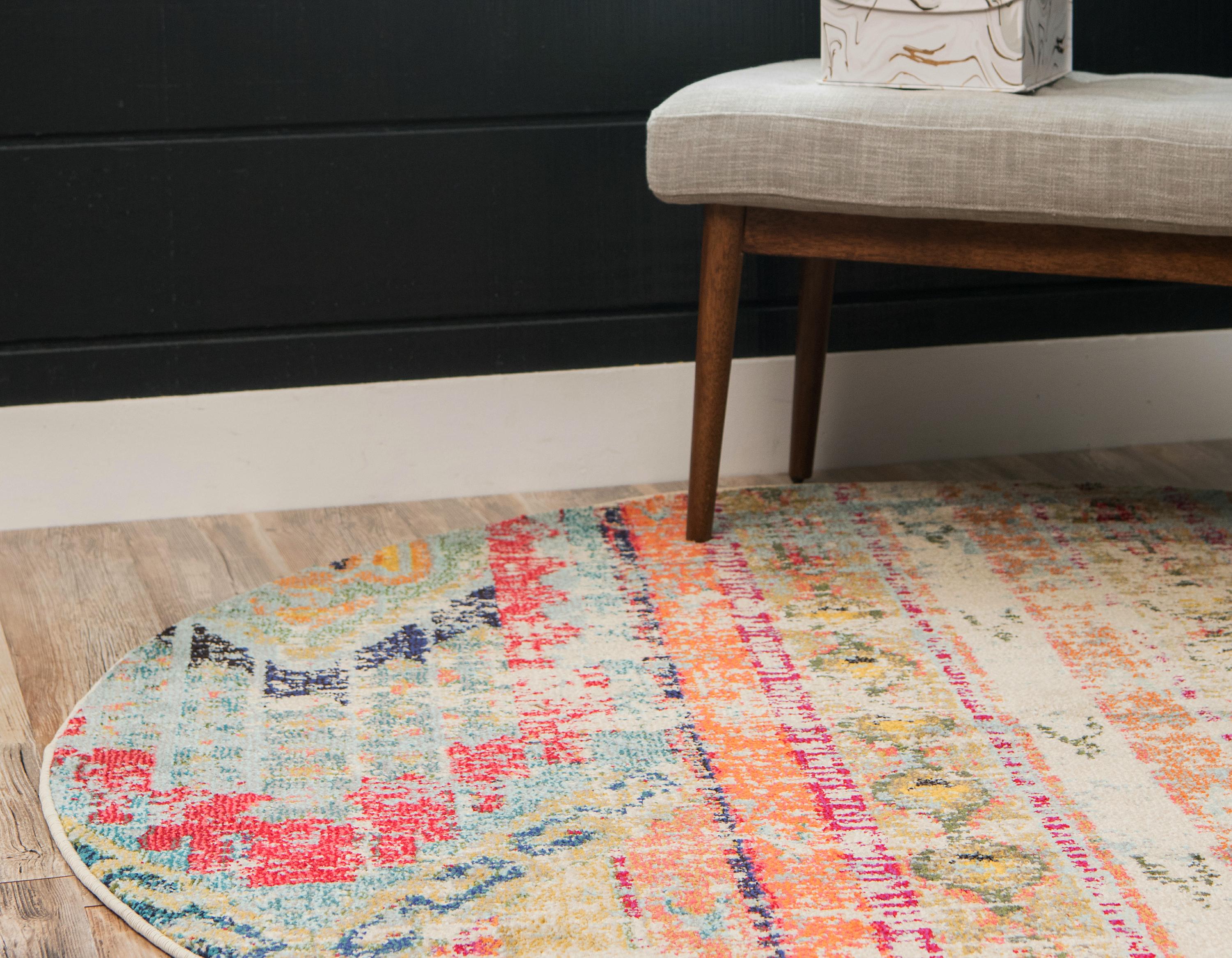 Multicolor 8' x 8' Santa Fe Round Rug eSaleRugs