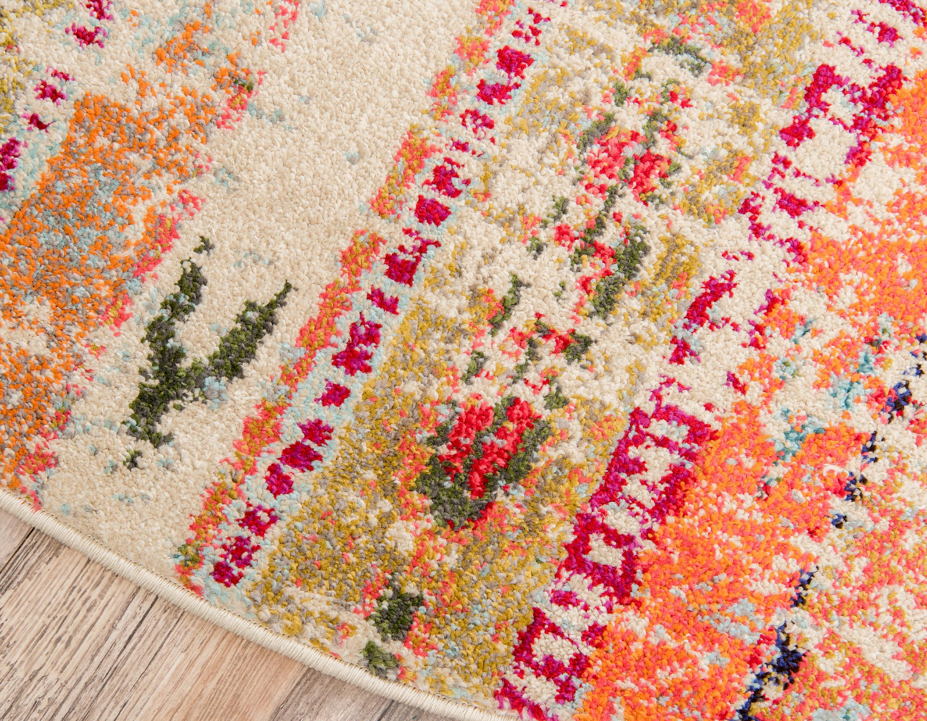 Multicolor 8' x 8' Santa Fe Round Rug eSaleRugs