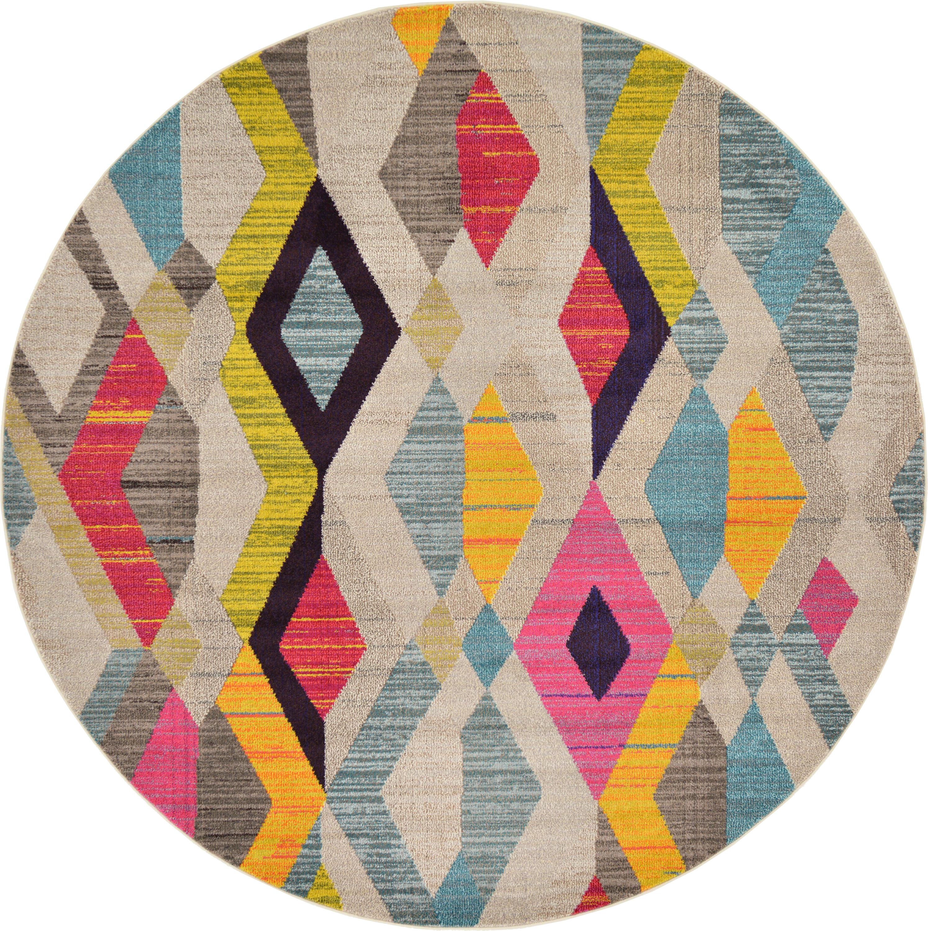 Multicolor 8' x 8' Santa Fe Round Rug iRugs UK