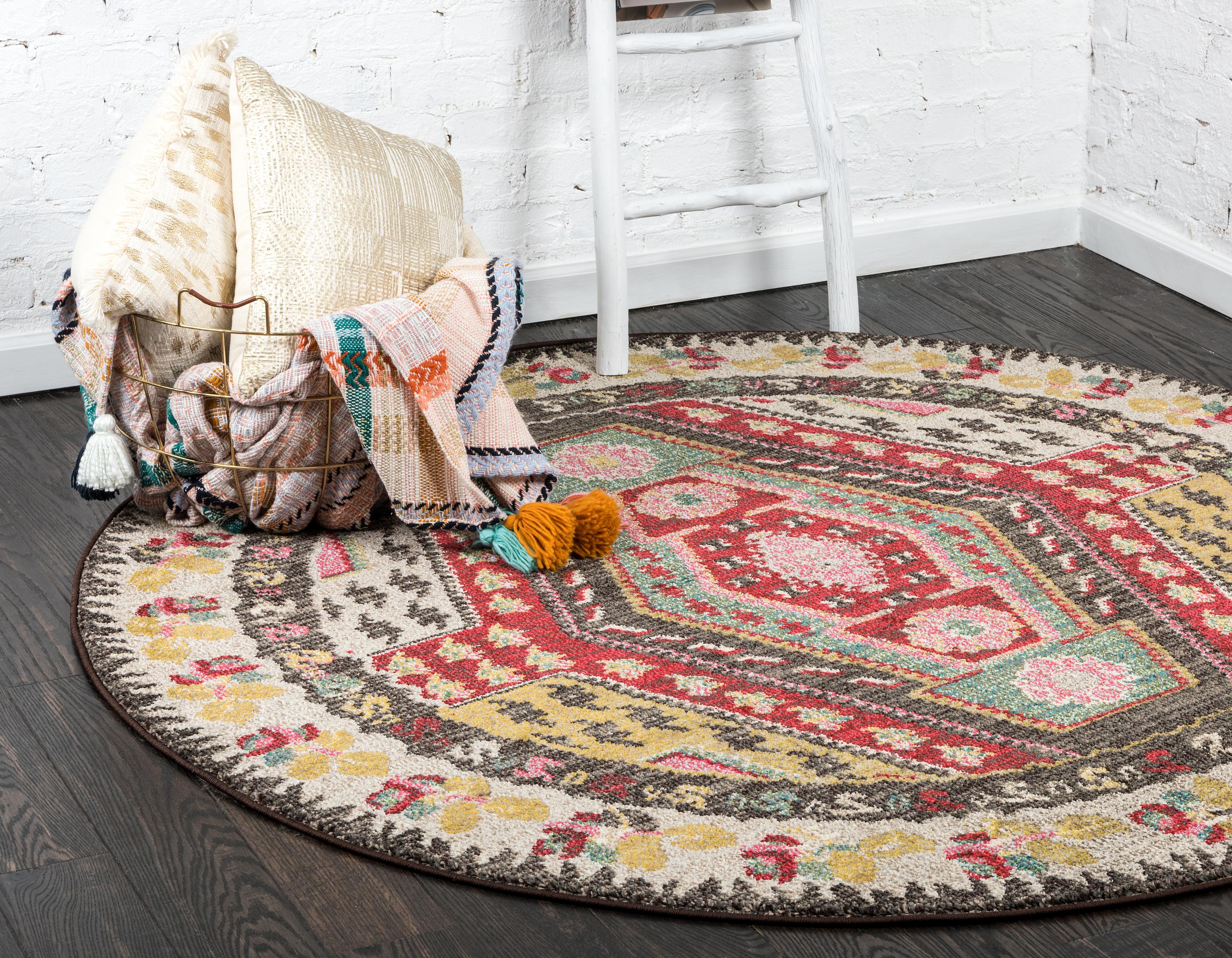 Multi 8' x 8' Santa Fe Round Rug eSaleRugs