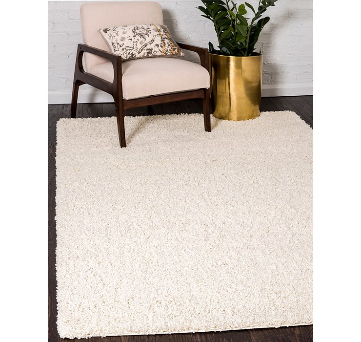  Pure Ivory Solid Shag Rug