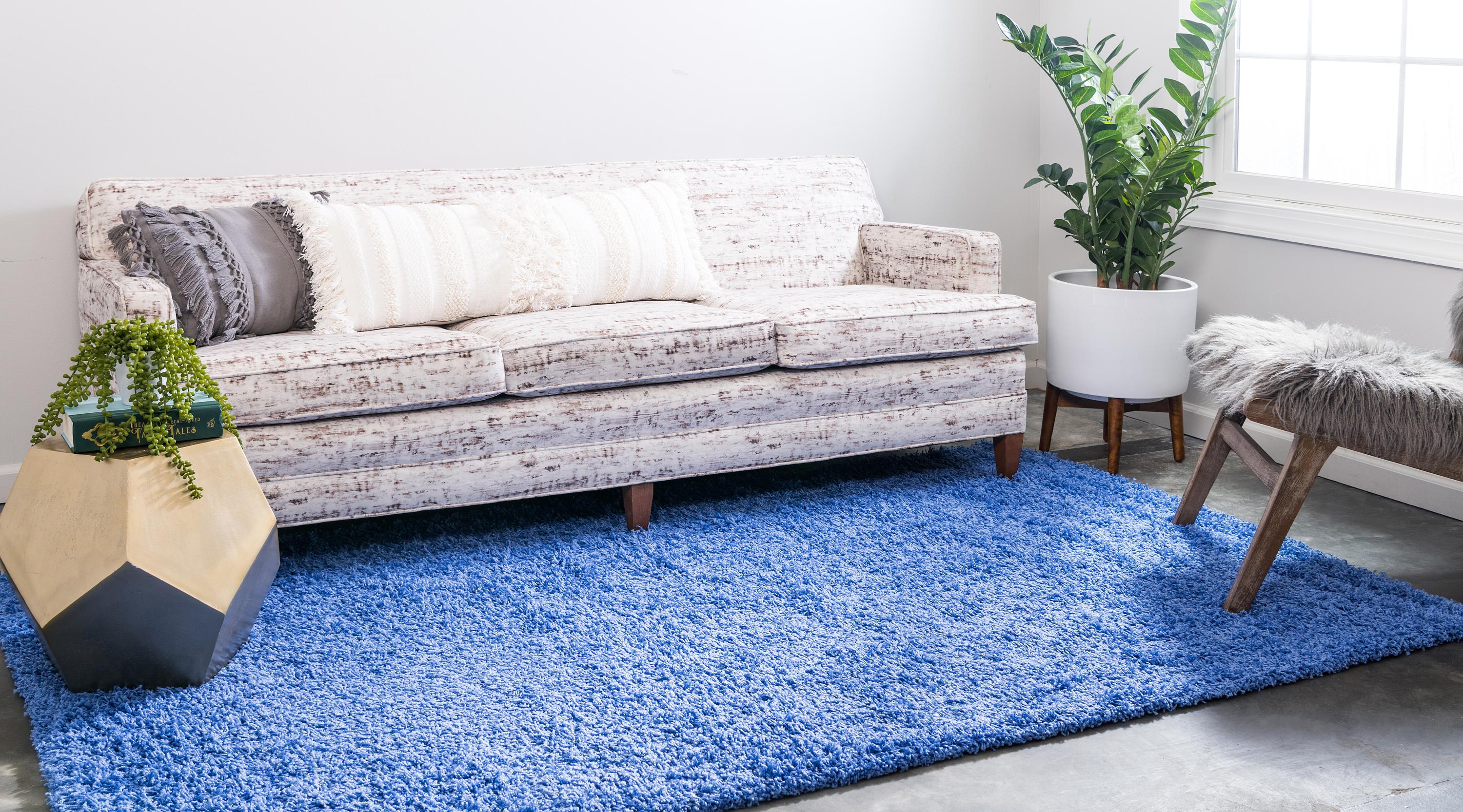 Periwinkle Blue 6' x 9' Solid Shag Rug eSaleRugs