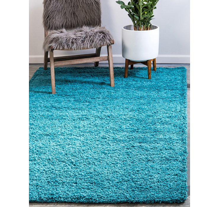  Deep Aqua Blue Solid Shag Rug