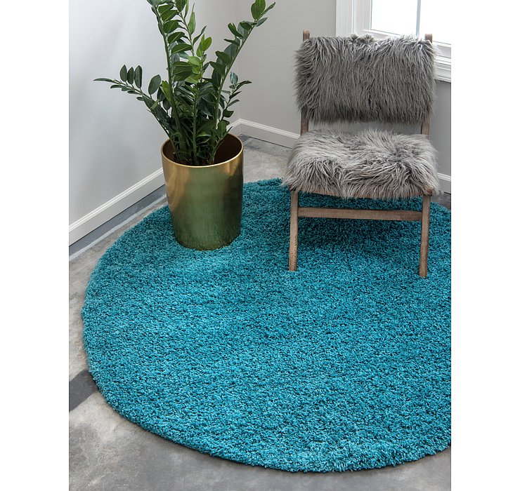 6' x 6' Solid Shag Round Rug