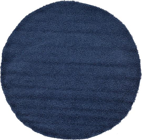 Navy Blue 6' x 6' Solid Shag Round Rug Area Rugs eSaleRugs