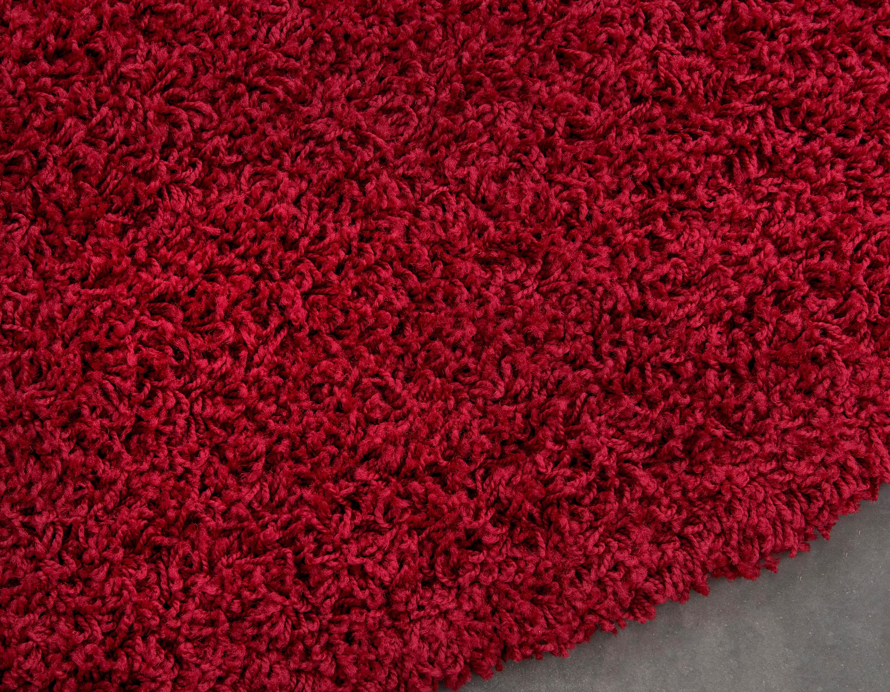 Cherry Red 6' x 6' Solid Shag Round Rug eSaleRugs
