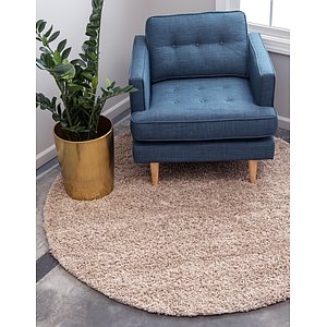 183cm x 183cm Solid Shag Round Rug