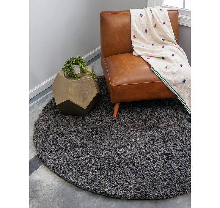 6' x 6' Solid Shag Round Rug