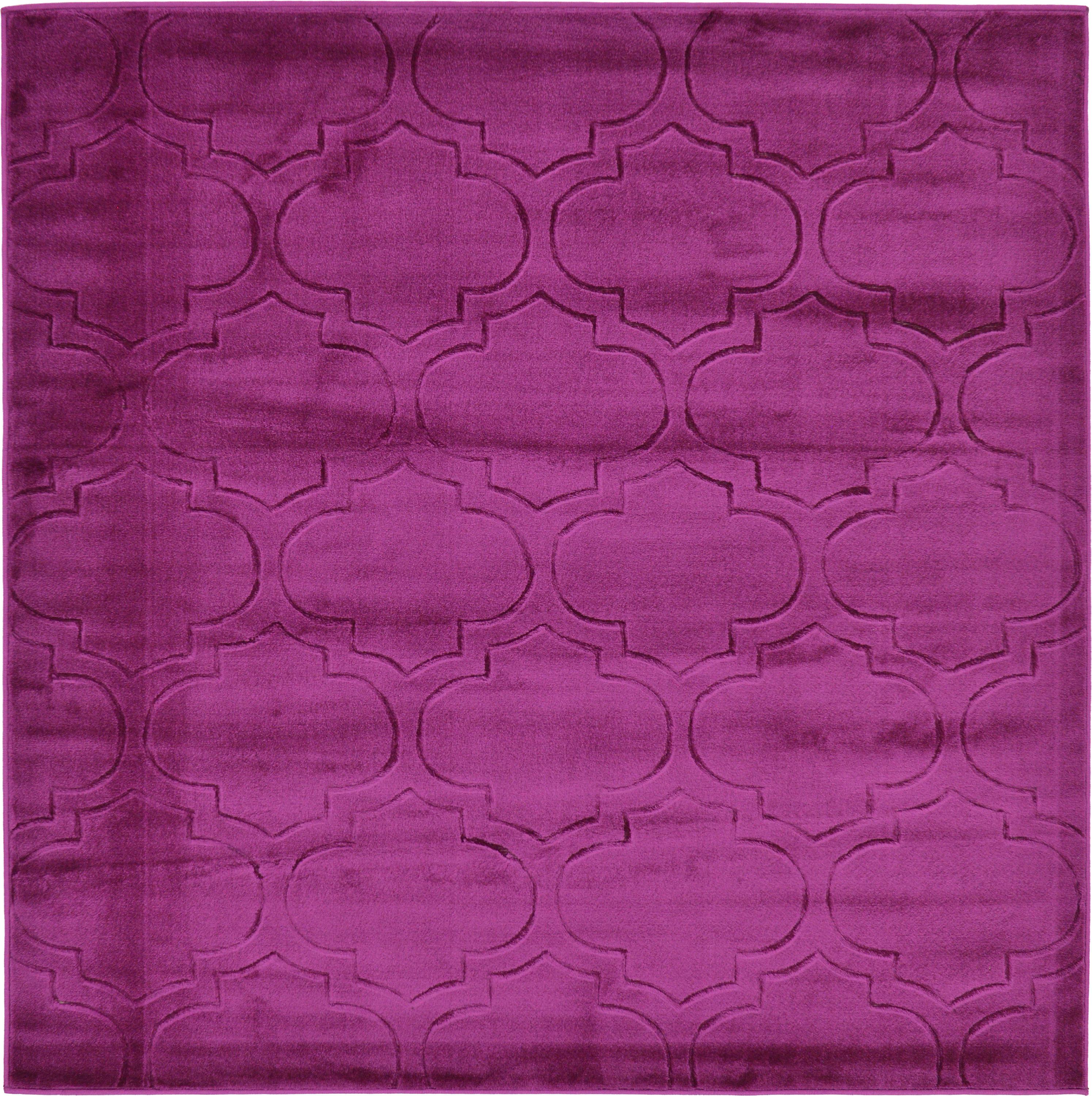 Purple 6' x 6' Carved Trellis Square Rug eSaleRugs