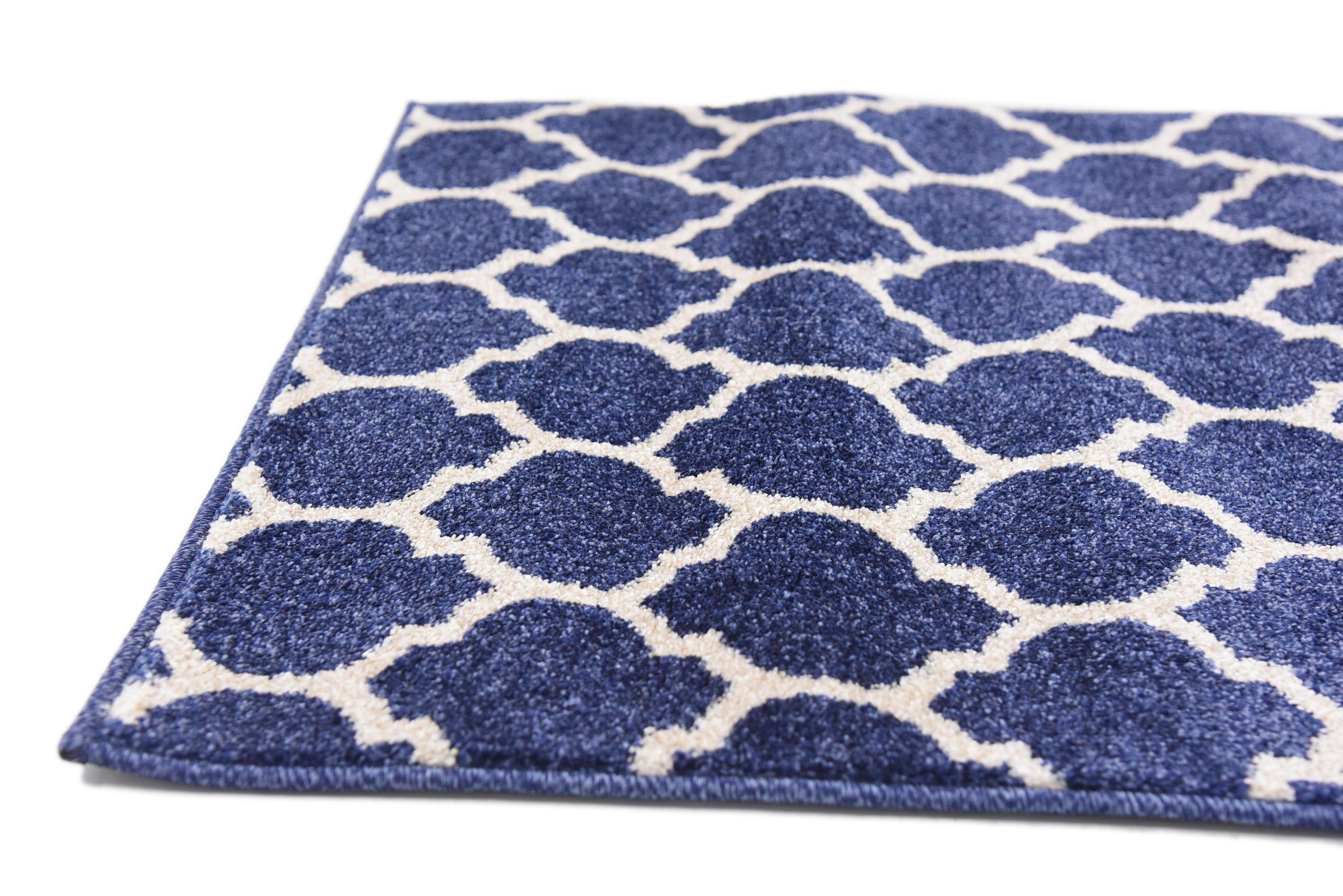 Dark Blue 2' 7 x 16' 5 Trellis Runner Rug eSaleRugs