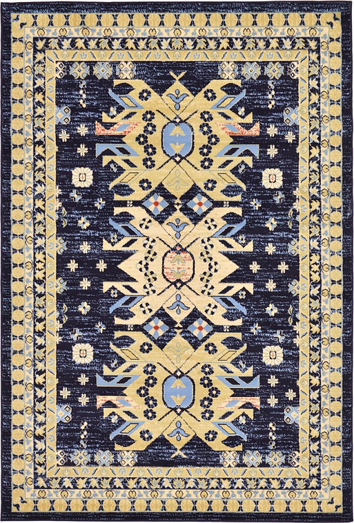 Navy Blue 6' x 9' Heriz Design Rug Area Rugs eSaleRugs