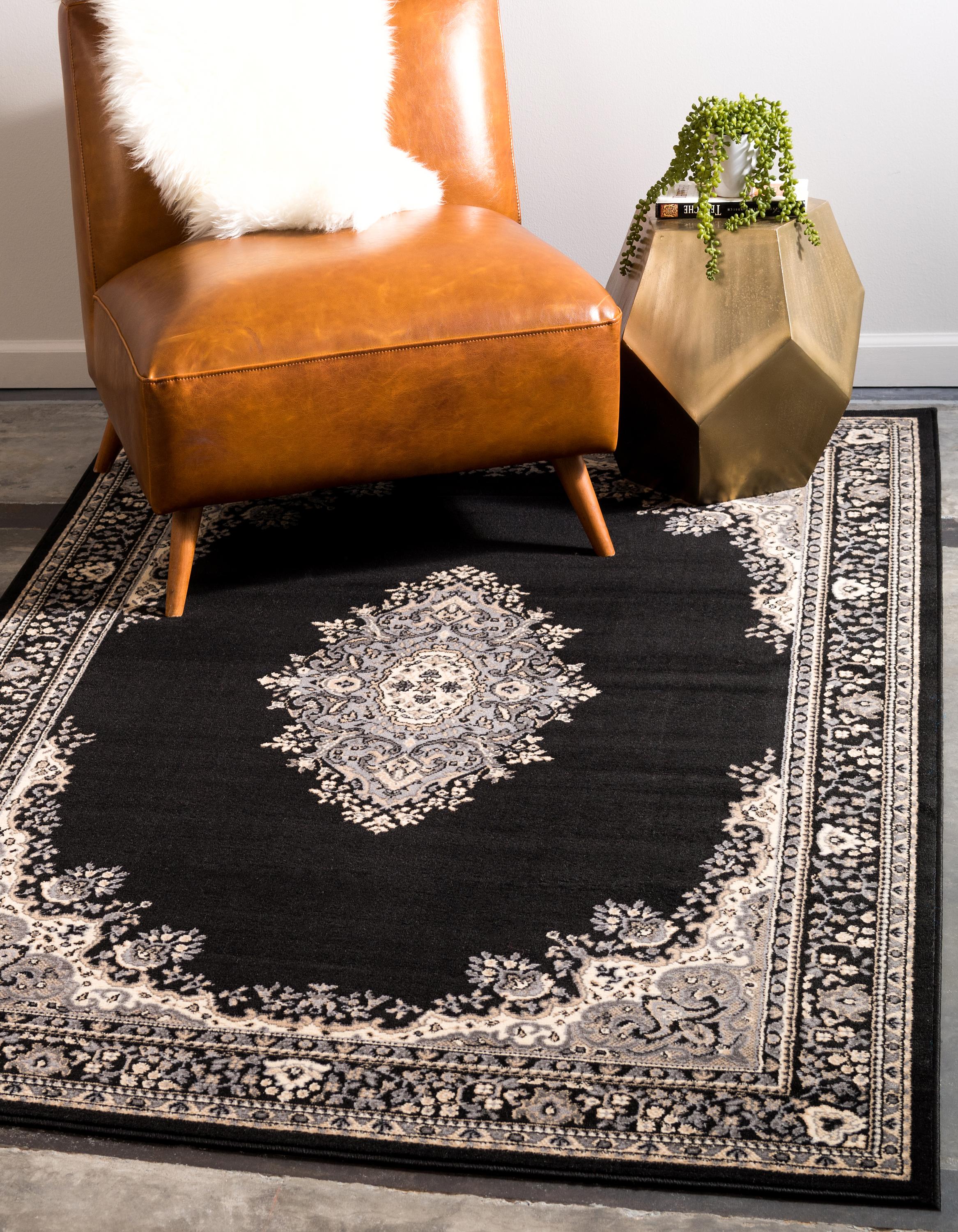 Black 9' x 12' Mashad Design Rug Area Rugs eSaleRugs