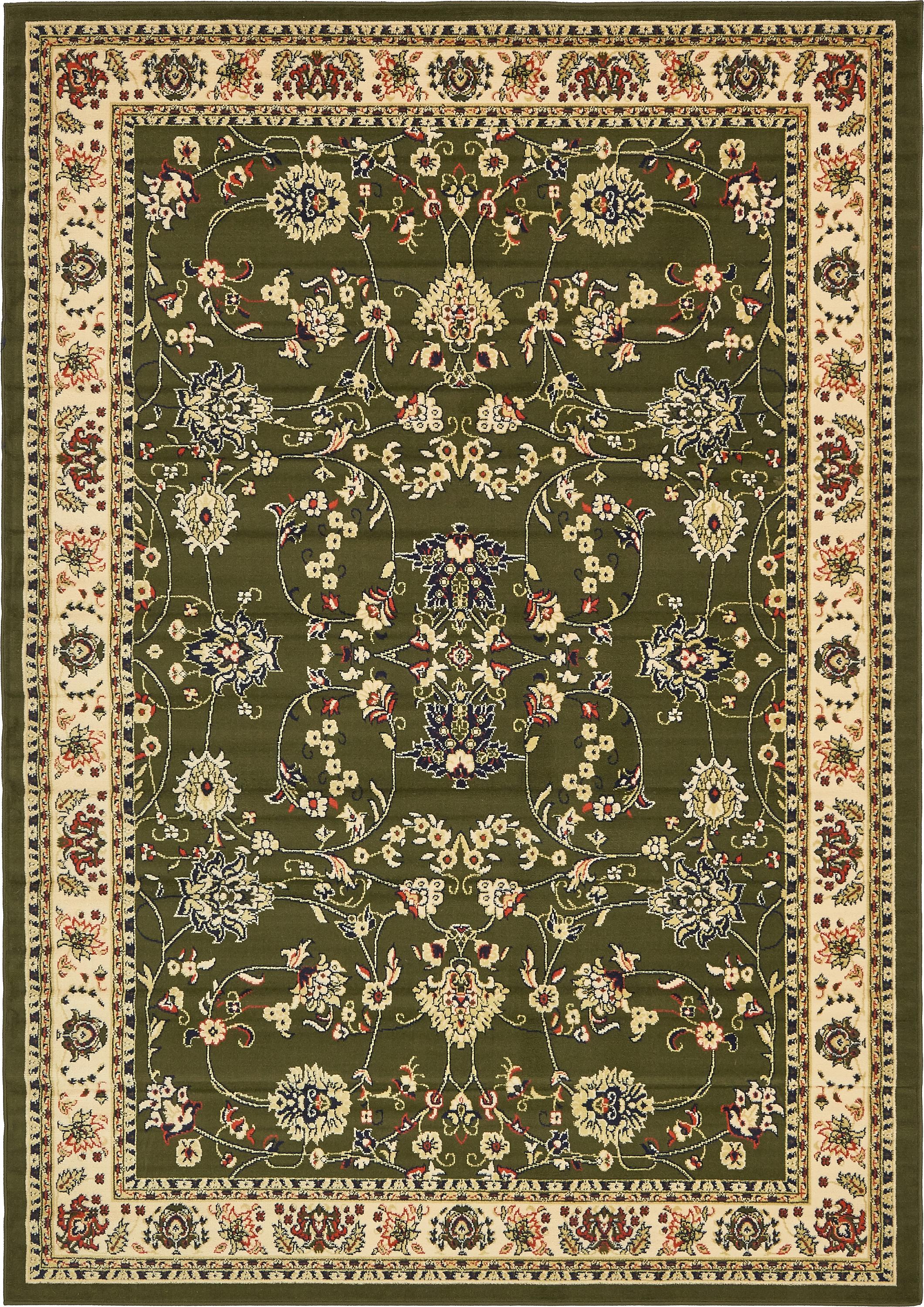 Green 7' x 10' Kashan Design Rug eSaleRugs