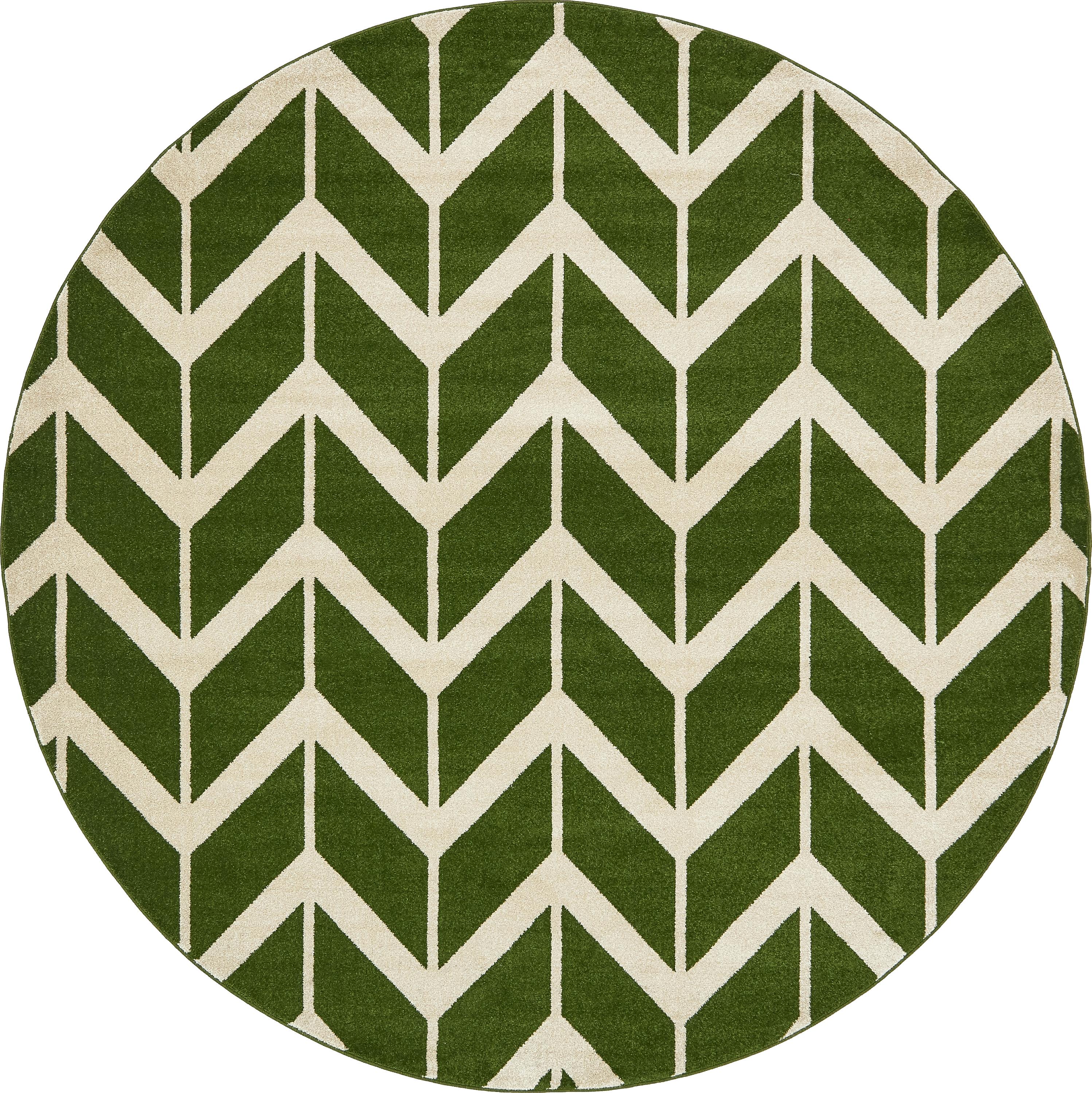 Green 8' x 8' Chevron Round Rug eSaleRugs