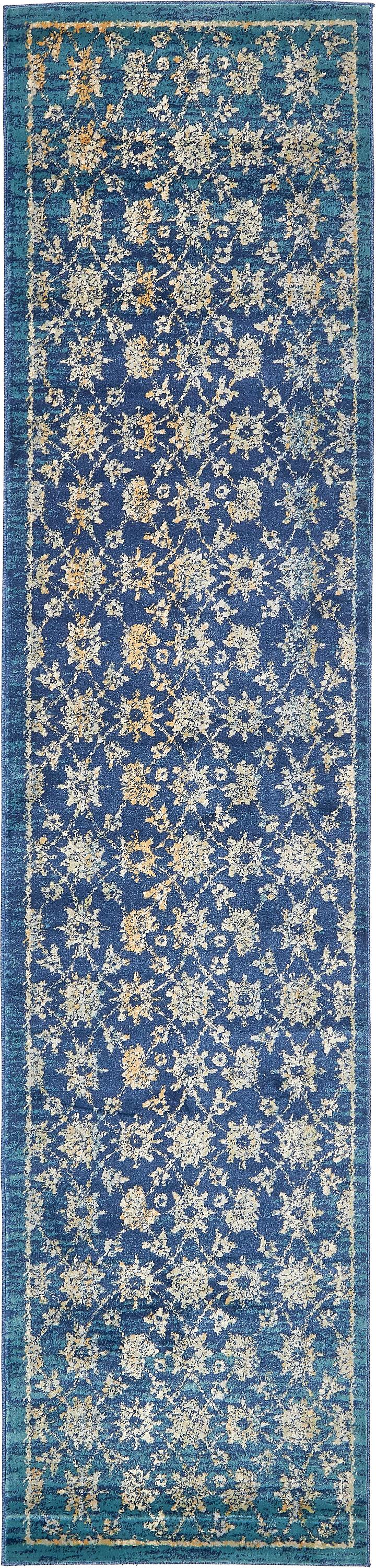 Navy Blue 3' x 13' Stockholm Runner Rug eSaleRugs