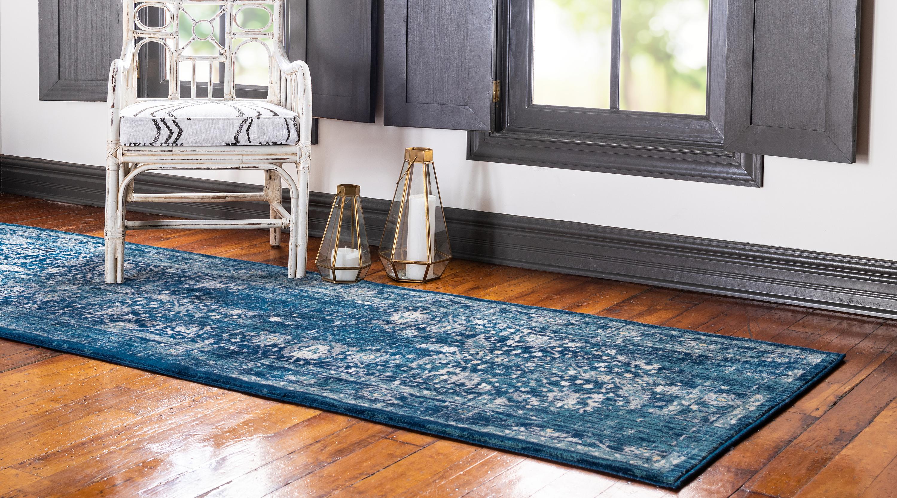 Navy Blue 3' x 13' Stockholm Runner Rug eSaleRugs