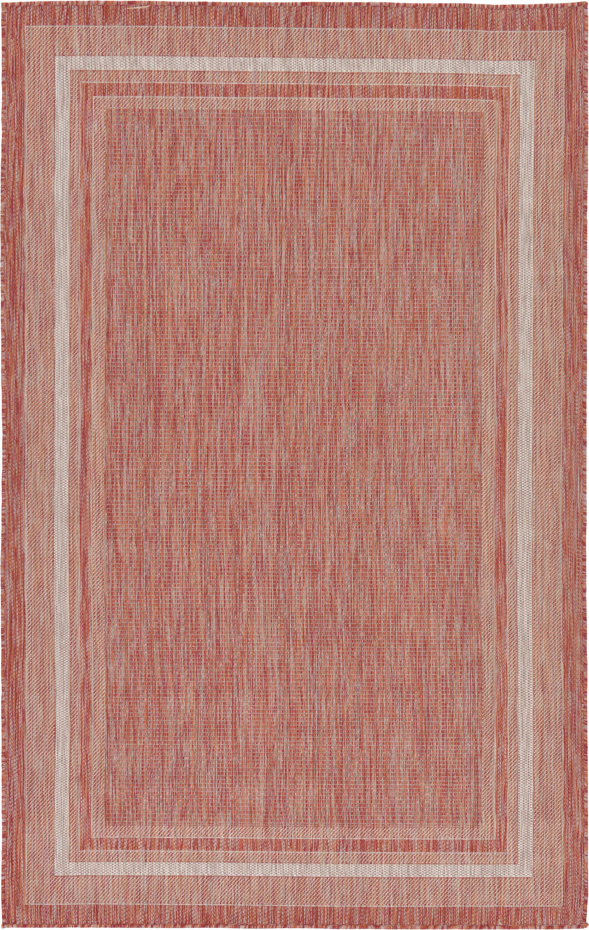 Rust Red 5' x 8' Outdoor Border Rug