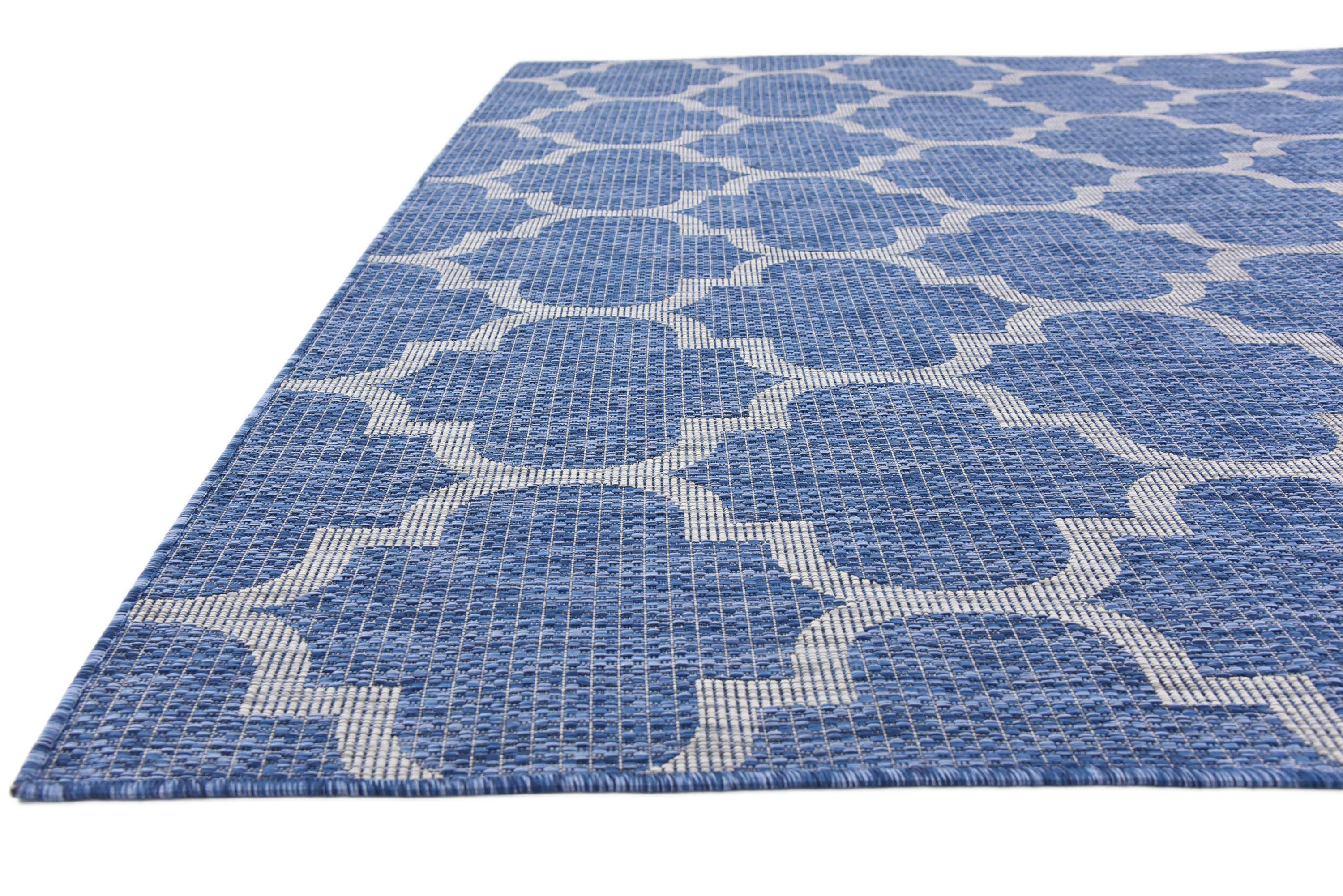 Blue 8' x 11' 4 Outdoor Trellis Rug eSaleRugs