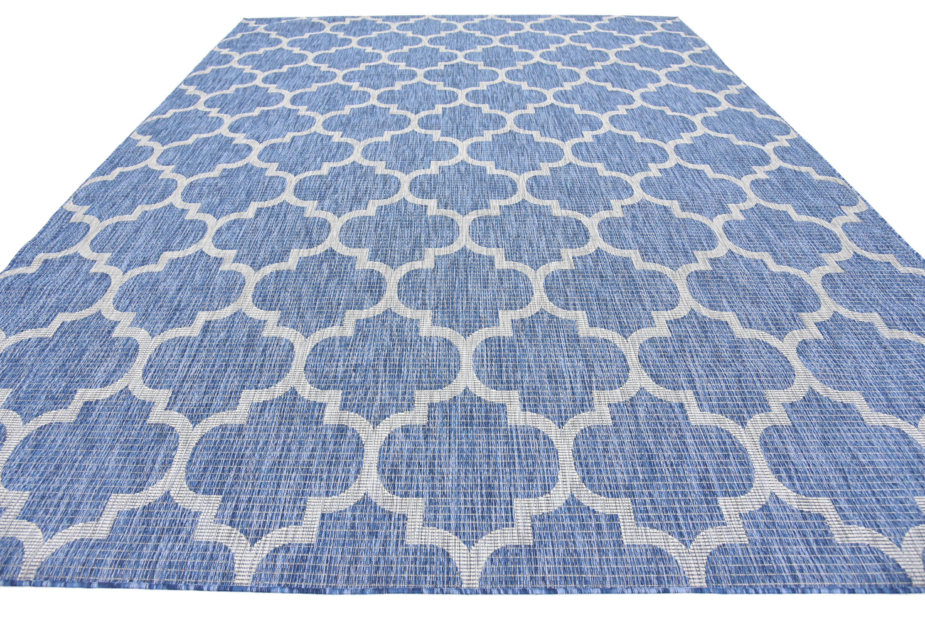 Blue 9' x 12' Outdoor Trellis Rug eSaleRugs