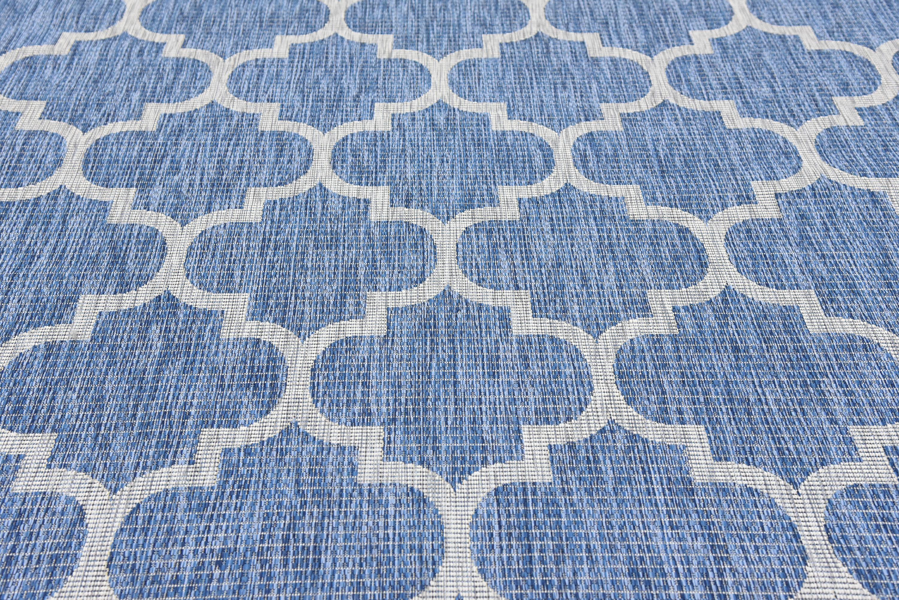 Blue 9' x 12' Outdoor Trellis Rug eSaleRugs