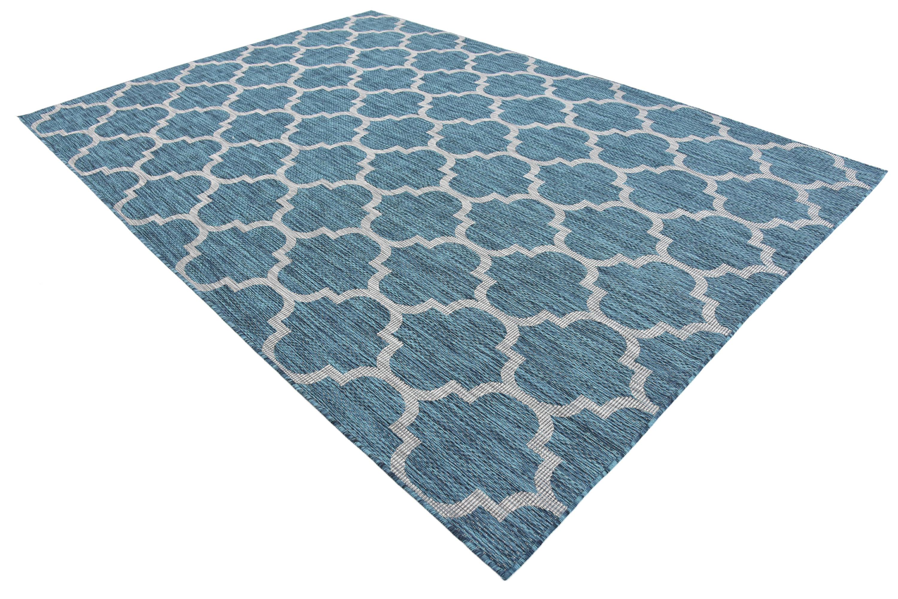 Teal 7' x 10' Outdoor Trellis Rug eSaleRugs