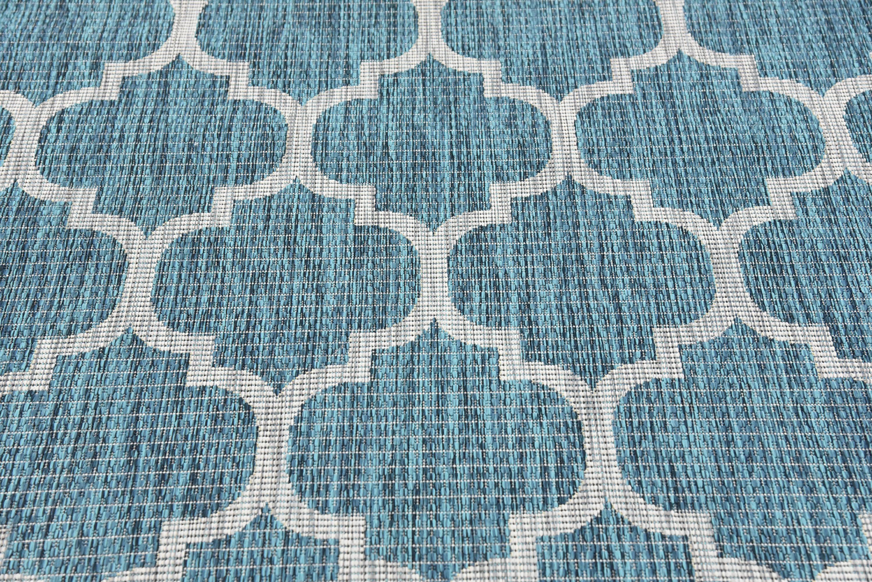 Teal 6' x 9' Outdoor Trellis Rug eSaleRugs